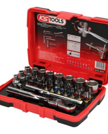 Ks Tools Torsionpower Skraldetopnøgle Med Bit Og Sokkelsæt 33 Stykker