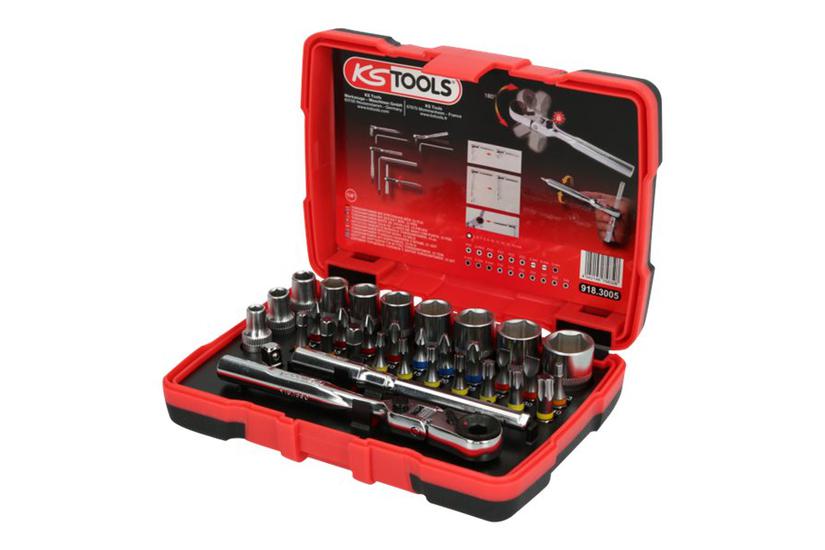 Ks Tools Torsionpower Skraldetopnøgle Med Bit Og Sokkelsæt 33 Stykker