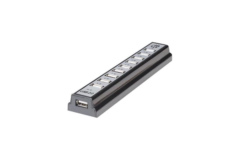 Manhattan 161572 Interface Hub Usb 480 Mbit Sort Sølv