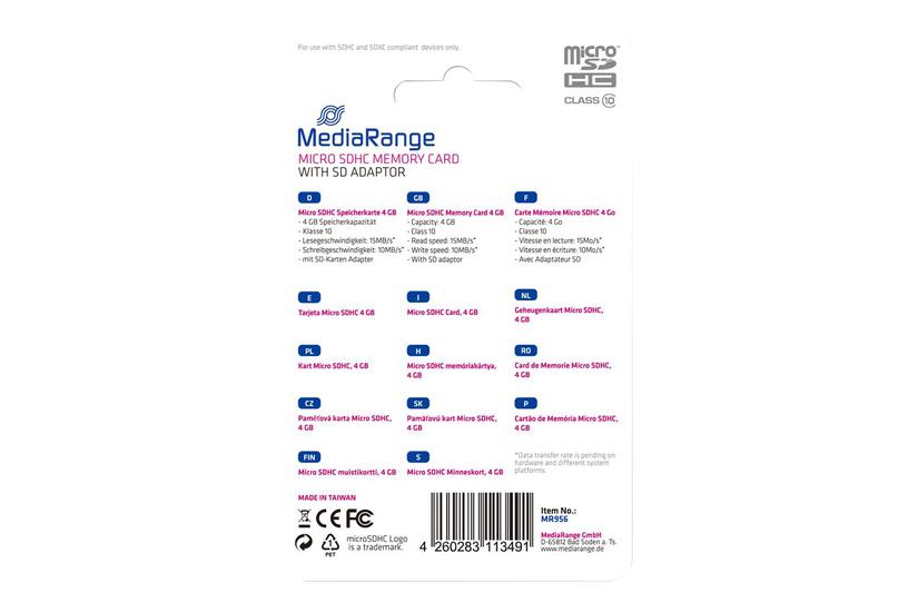 Mediarange Flashhukommelseskort Gb Microsdhc