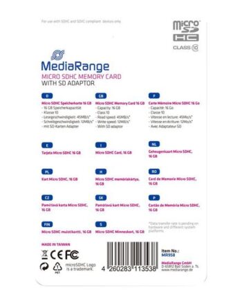 Mediarange Flashhukommelseskort 16 Gb Microsdhc
