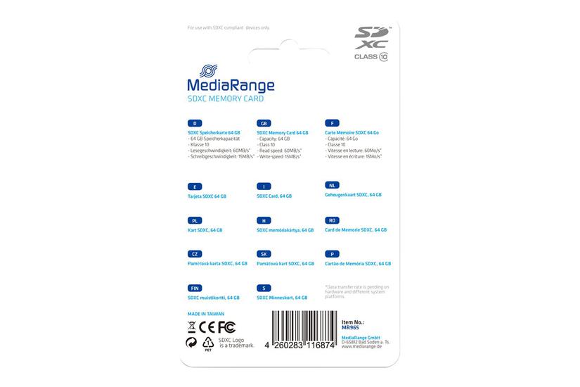 Mediarange Flashhukommelseskort 64 Gb Sdxc