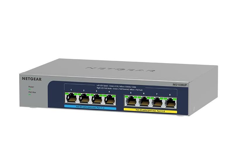 Netgear Ms108up Ikke Administreret 5g Ethernet 100 1000 2500 Strøm Over Ethernet Poe