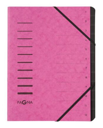 Pagna Office Klassificeringsmappe 12 Dele For A4 Med Faneblade Mørk Pink