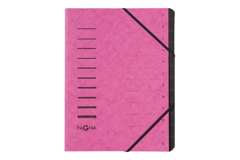 Pagna Office Klassificeringsmappe 12 Dele For A4 Med Faneblade Mørk Pink