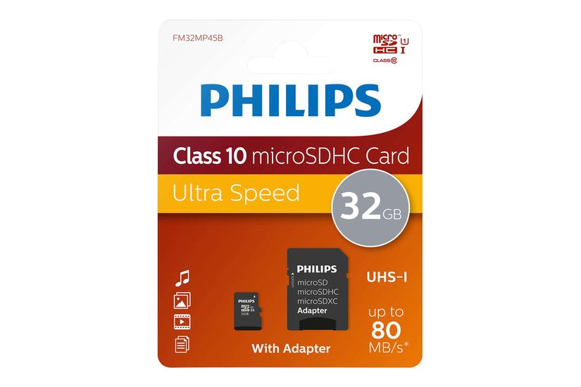 Philips Fm32mp45b Flashhukommelseskort 32 Gb Microsdhc Uhs-