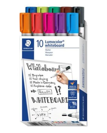 Staedtler Lumocolor 351 Markør Sort  Rød  Blå  Grøn  Lyseblå  Orange  Violet  Pink  Lysegrøn  Lysebrun  Pakke Med 10