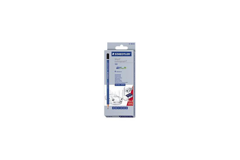 Staedtler Mars Lumograph Blyant 2b 2h 4b 6b Hb Pakke Med