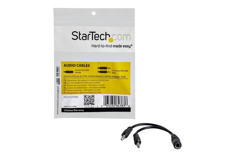Startech Com 5mm Position To 2x Position 5mm Headset Splitter Adapter 5mm Headset Adapter Cable Muyhsfmm Splitter Til Hovedsæt