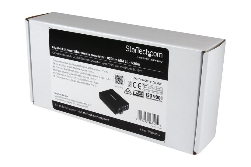 Startech Com Multimode Mm Lc Fiber Media Converter For 10 100 1000 Network 550m Gigabit Ethernet 850nm With Sfp Transceiver Mcm1110mmlc Fibermedieomformer 10mb Lan 100mb Lan 1gbe