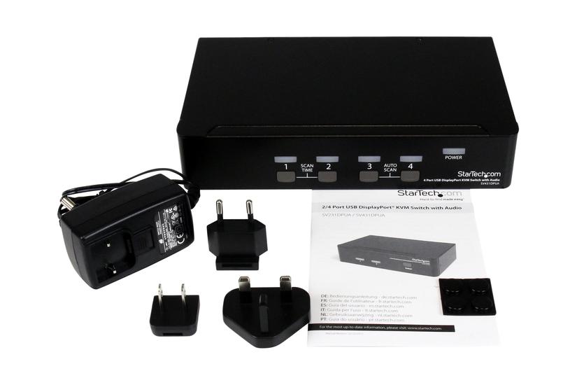 Startech Com   Port Displayport Kvm Switch    Audio Usb  Keyboard  Video  Mouse  Computer Switch Box For 2560x1600 Dp Monitor  Sv431dpua  Kvm   Audio   Usb Switch   Porte