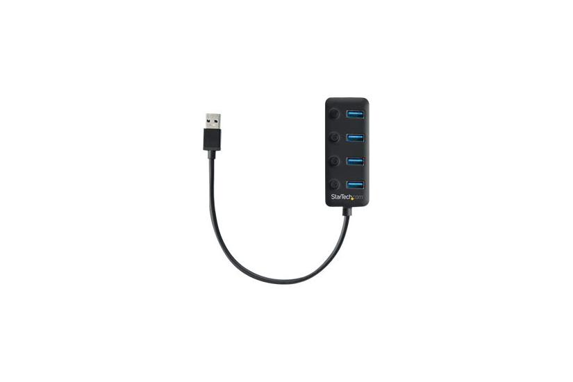 Startech Com   Port Usb     Hub  Usb-  To 4x Usb     Type-  With Individual On Off Port Switches  Superspeed 5gbps Usb     Usb     Gen    Usb Bus Powered  Portable      Quot  Attached Cable Windows Macos Linux  Hb30a4aib  Hub   Porte