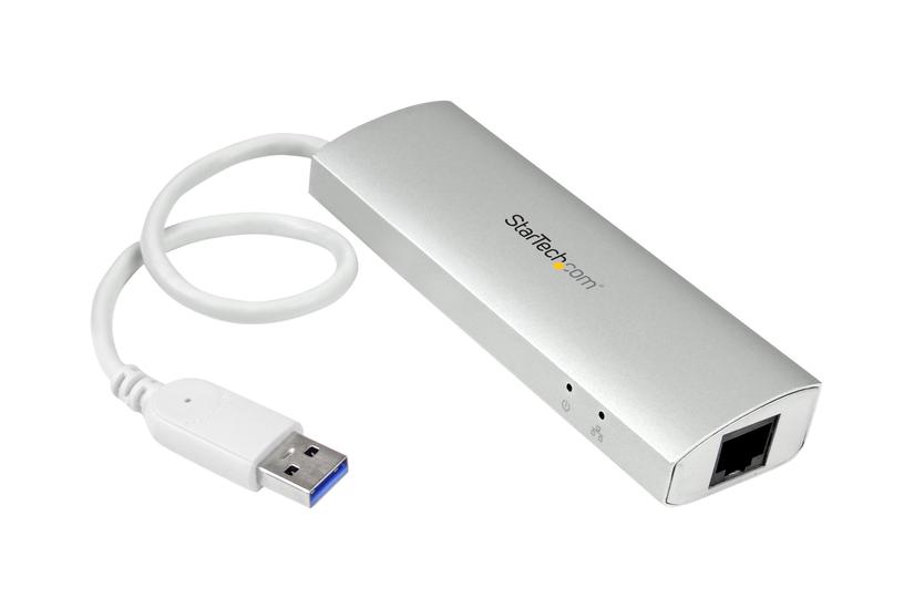 Startech Com -port Usb Hub With Gigabit Ethernet Up To 5gbps Portable Usb Port Expander With Built-in Cable St3300g3ua Hub Porte
