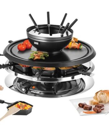 Unold Raclette 48726 Multi   In   Raclette Fondue Grill Hot Stone Rustfrit Stål Sort