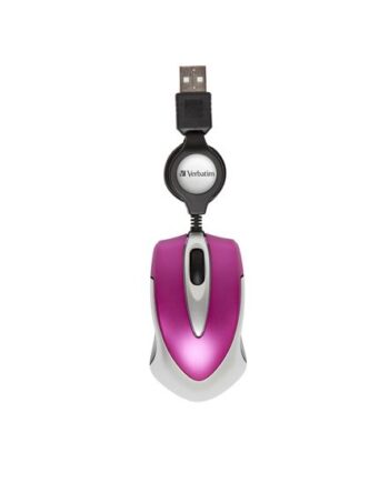 Verbatim Go Mini Optical Travel Mouse Mus Usb Hot Pink