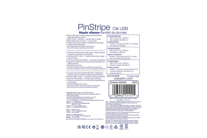 Verbatim Pinstripe Usb Flashdrive 256 Gb