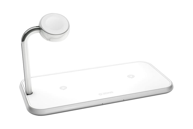 Zens Dual Watch Aluminium Wireless Charger Trådløs Opladningsmåtte Ac-strømadapter 20 Watt