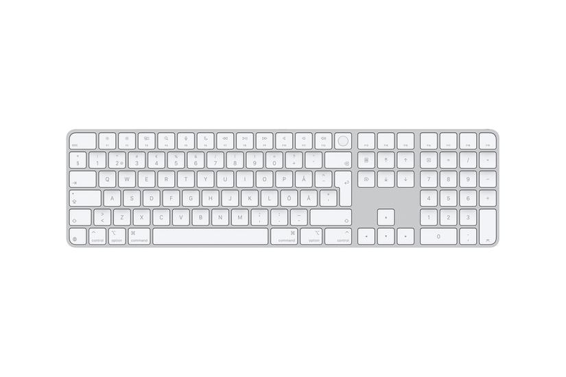 Apple Magic Keyboard With Touch Id And Numeric Keypad Tastatur Usb- Svensk Hvide Taster Indgangsudstyr