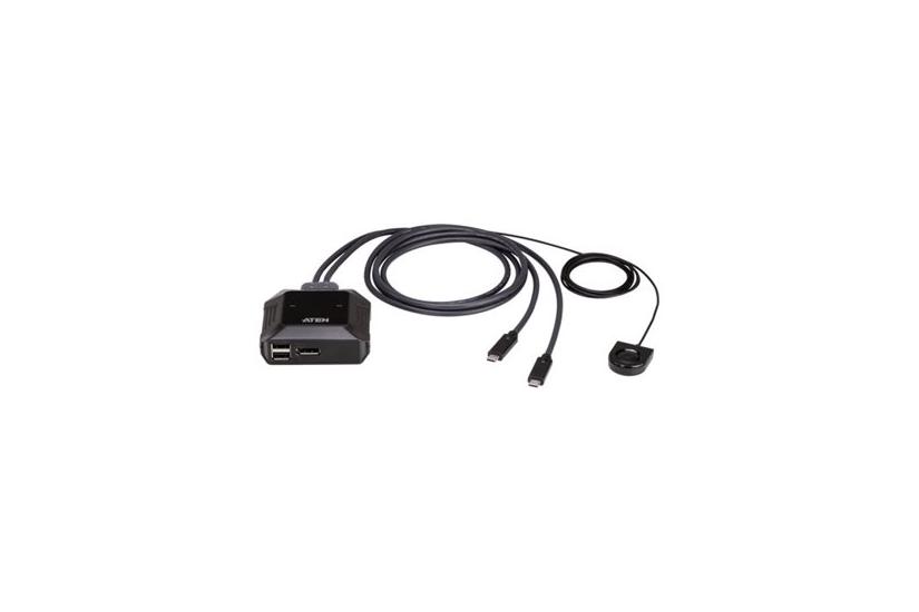 Aten Us3312 Kvm Audio Usb Switch 4k Displayport Usb- Kabel Med Fjernbetjeningsportvælger Porte