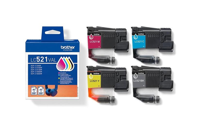 Brother Lc521 Value Pack Pakker Sort Gul Cyan Magenta Original Blækpatron