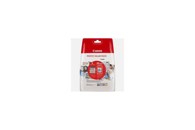 Canon Cli-581 Bk Photo Value Pack Pakker Sort Gul Cyan Magenta Original Blækbeholder Papirsæt