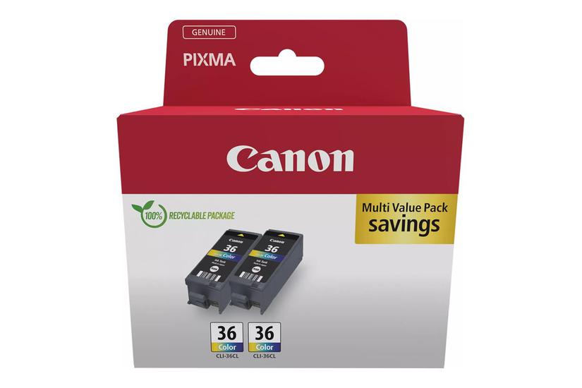 Canon Cli-36 Color Twin Pack Pakker Farve Cyan Magenta Gul Original Blækbeholder