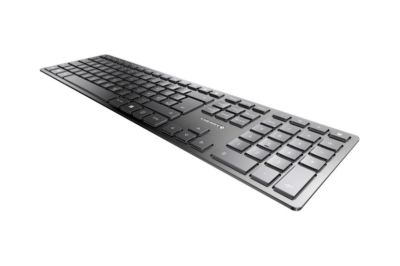 Cherry Kw 9100 Slim Tastatur Qwertz Tysk Sort Sølv Indgangsudstyr