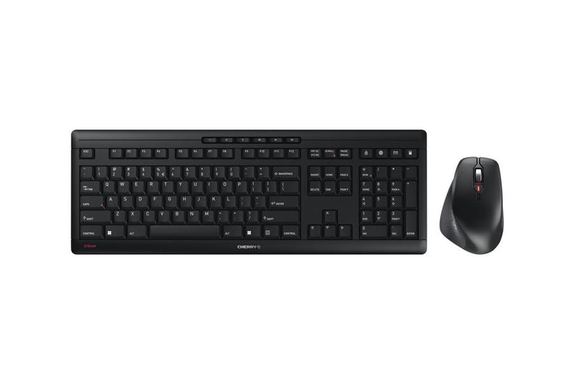 Cherry Stream Desktop Comfort Sæt Med Mus Og Tastatur 100 Full Size Qwerty Usa Europa Sort Grå Indgangsudstyr