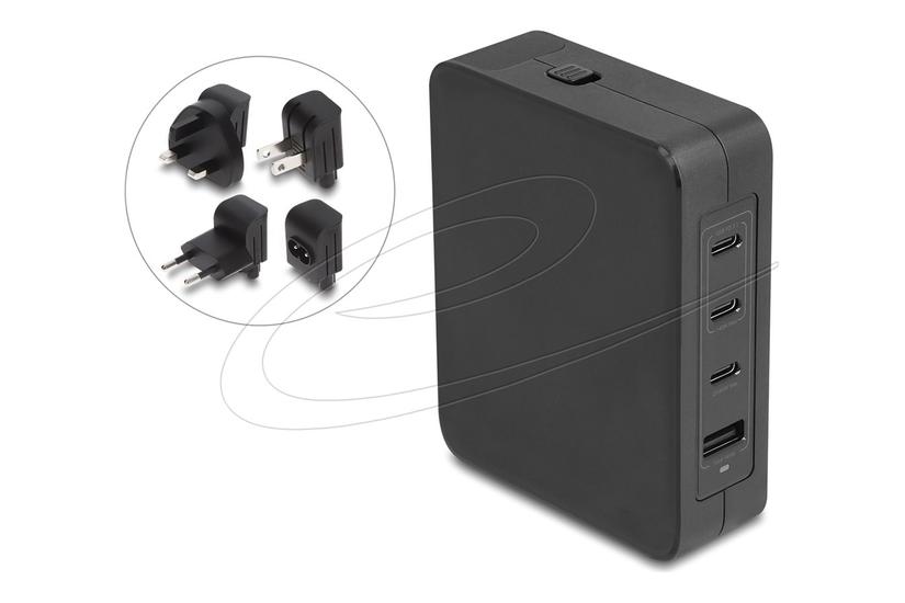 Delock Strømforsyningsadapter Gan Usb- Pd And Usb- With 145w Power Adapter Eu Us Uk 145 Watt