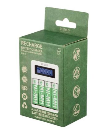 Deltaco Batterioplader Med Batteri     Aa Type
