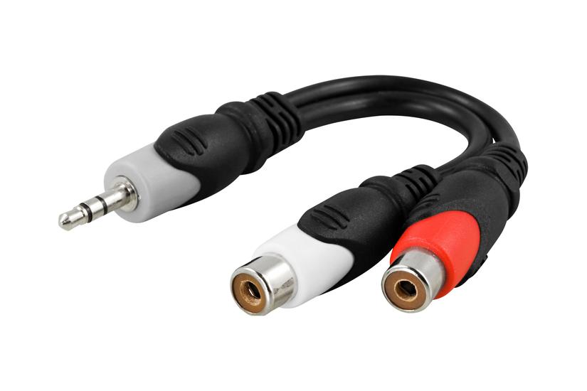 Deltaco 5mm Jack Han Til 2x Rca Hun Sort