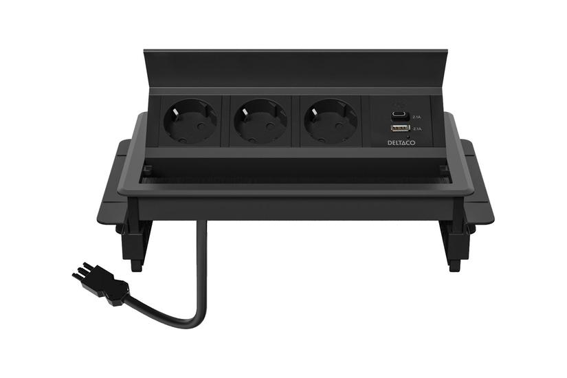 Deltaco Office Stikdåse 1x21w Usb Gst18 Kabelstik Indbygget Flip-up