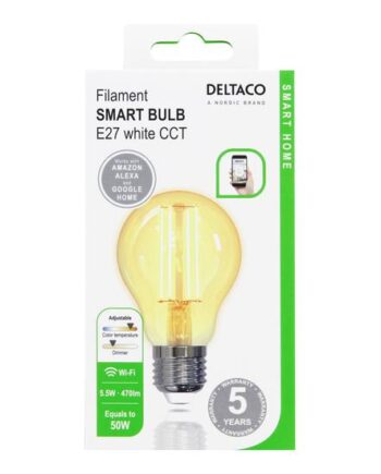 Deltaco Smart Home Led-filament-lyspære Form: A60 E27       Varmt Hvidt Koldt Hvidt Lys 1800-6500