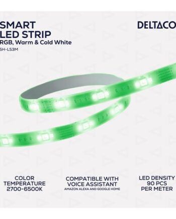 Deltaco Smart Home Lysrem Led 24   Rgb Varm Til Kold Hvidt Lys 2700-6500   Hvid
