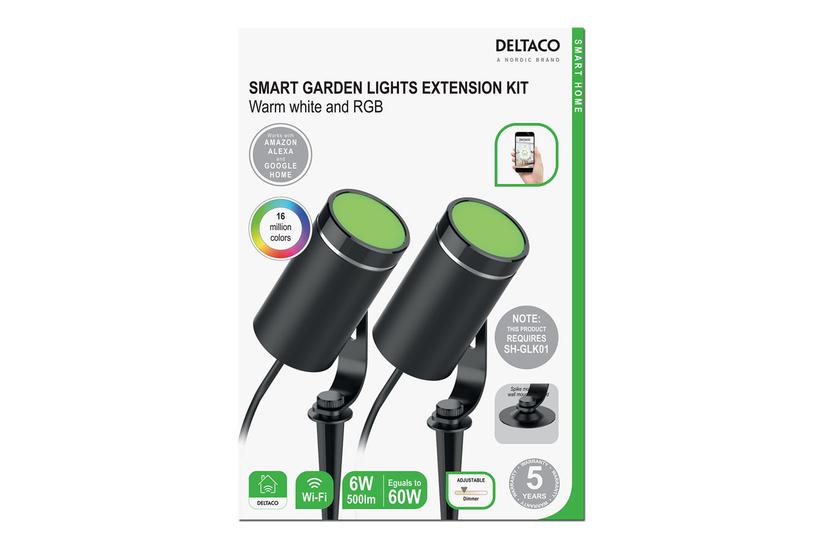 Deltaco Smart Home Sh-glex01 Havelys 16 Millioner Farver Varmt Hvidt Lys 2700 Sort Pakke Med