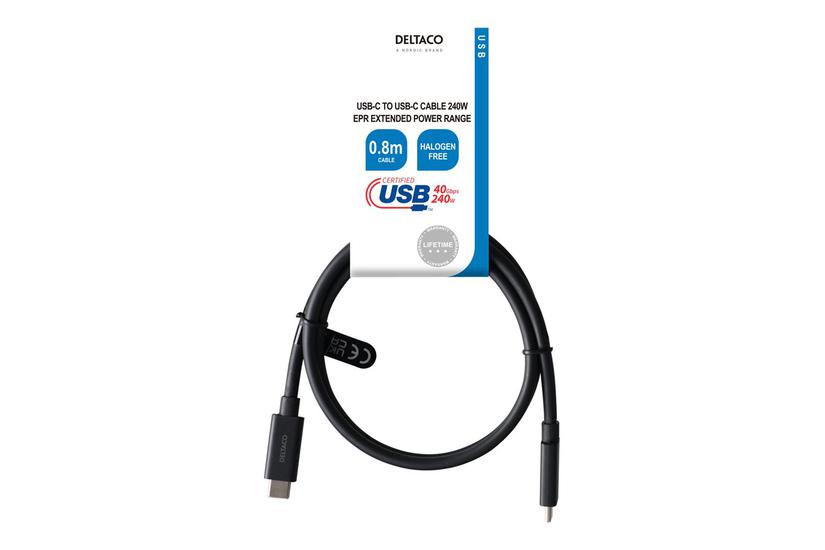 Deltaco Usb Type- Kabel 24 Pin Usb- Til 24 Pin Usb- 80 Cm