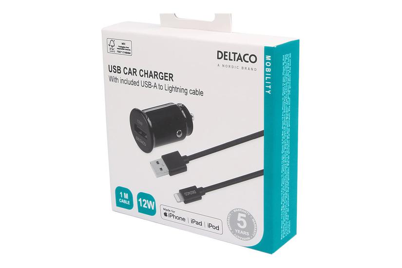 Deltaco Usb-car130 Bilstrømsadapter Usb 12 Watt
