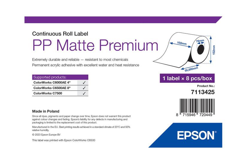Epson Premium Mærkater Fortløbende Papir Mat Rulle Rulle 10 Cm 55