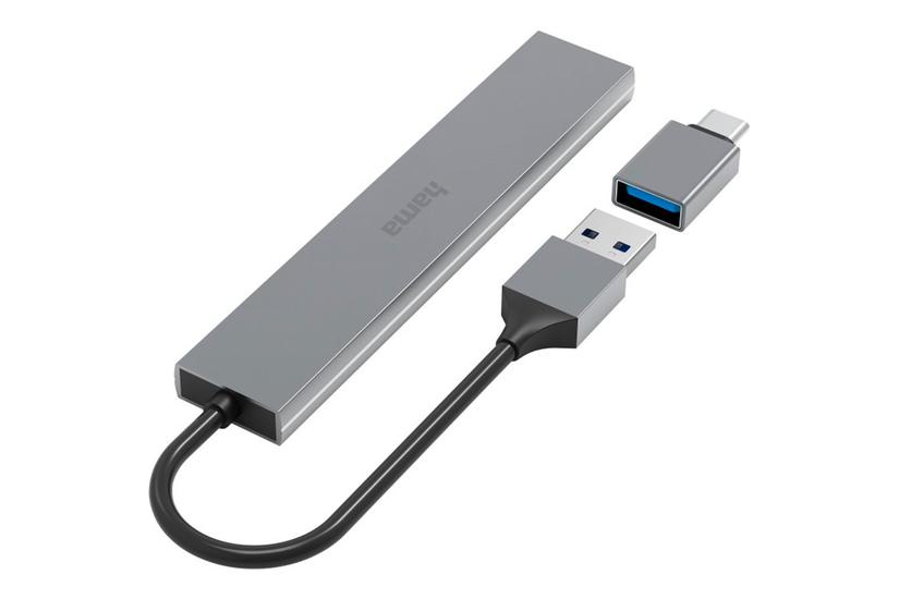 Hama Prime Line Hub Ultra Slank Porte Med Usb- Adapter
