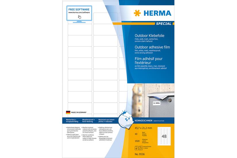 Herma Etik A4 Outdoor Klebefolie Weiã 45 7x21 2mm 1920 St
