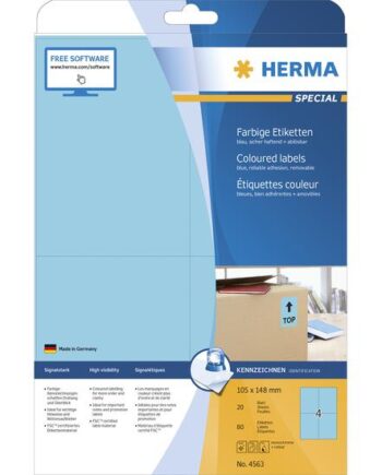 Herma Etiketten A4 Blau 105x148mm Papier Matt Ablã Sbar 80st