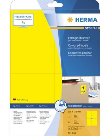 Herma Etiketten A4 Gelb 105x148mm Papier Matt Ablã Sbar 80st