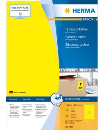 Herma Etiketten A4 Gelb 199 6x143 5mm Papier Matt 1400 St