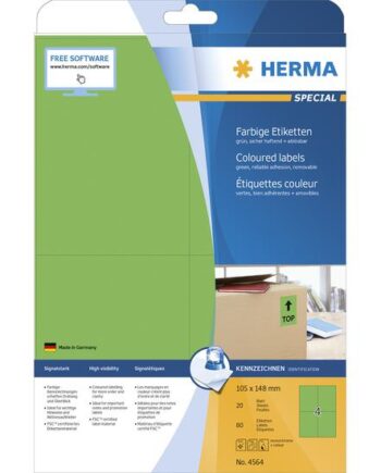 Herma Etiketten A4 Grã   105x148mm Papier Matt Ablã Sbar 80st