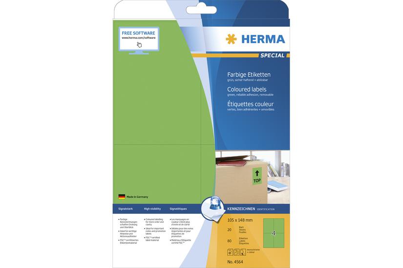 Herma Etiketten A4 Grã 105x148mm Papier Matt Ablã Sbar 80st