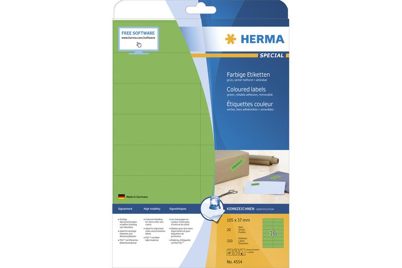 Herma Etiketten A4 Grã 105x37mm Papier Matt Ablã Sbar 320st