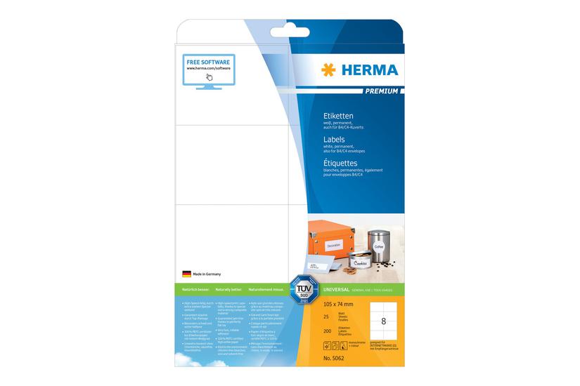 Herma Premium Laminerede Etiketter Mat 200 Etikette 105 74 Mm