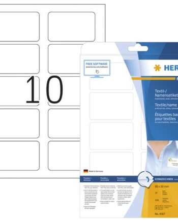 Herma Textil Namensetiketten A4 80x 50mm Weiss   100 St
