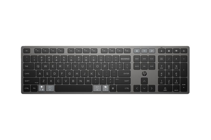 Hp 725 Tastatur Multi-enhed Genopladelig Drevet Af Superkondensator Full Size Qwerty Pan Nordic Nattesort Indgangsudstyr
