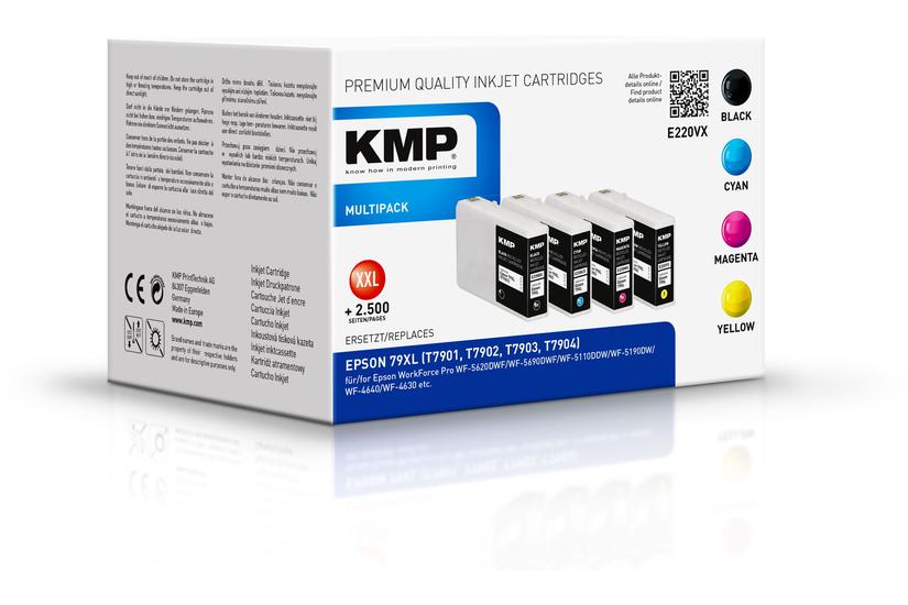 Kmp Multipack E220vx Pakker Højtydende Sort Gul Cyan Magenta Kompatibel Blækpatron Alternativ Til: Epson 79